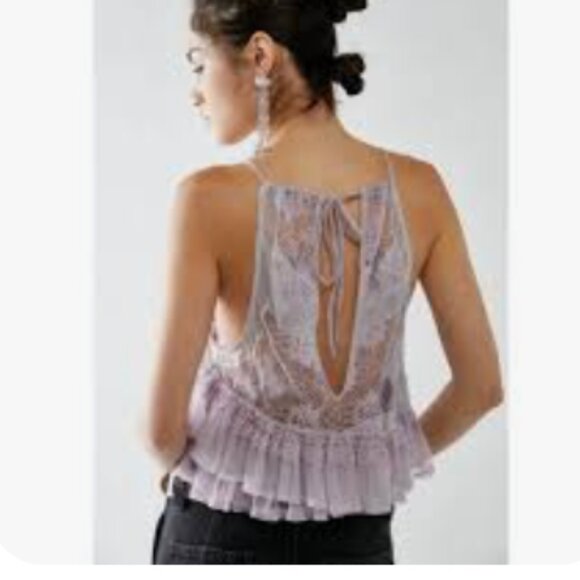 XS - FREE PEOPLE - In The Clouds Lace Lilac Top Lavender NEW no tags - Picture 5 of 6